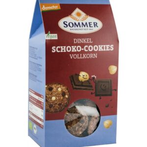 Biscuiti bio din faina de grau spelta cu ciocolata amaruie si alune, demeter, 150g Sommer