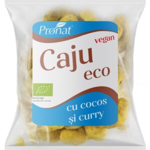 Caju bio condimentat cu aroma de curry si nuca de cocos 50g Pronat