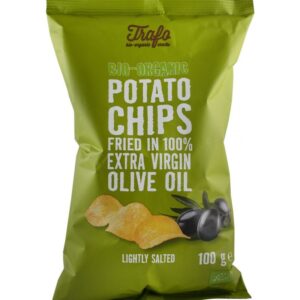 Chipsuri bio putin sarate, prajite in ulei de masline, 100g Trafo