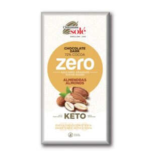 Ciocolata cu migdale indulcita cu stevie, minim 72% cacao, 100g Chocolates Sole