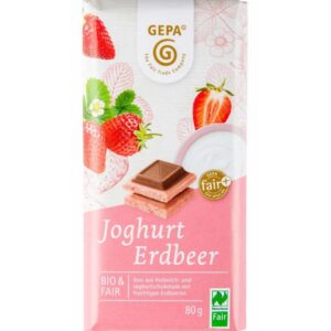 Ciocolata duo bio si fairtrade cu iaurt si capsuni, 80g Gepa