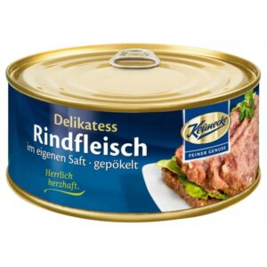 Delicatesa din carne de vita in suc propriu cu sorici de porc, 300g Keunecke