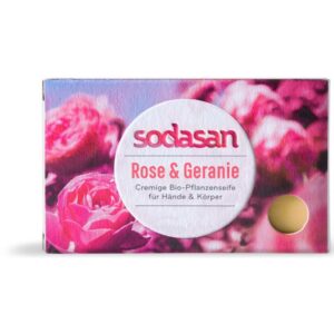 Sapun bio cu trandafiri si geranium, 100g Sodasan
