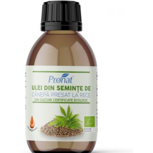 Ulei bio din seminte de canepa presat la rece, 100ml Pronat