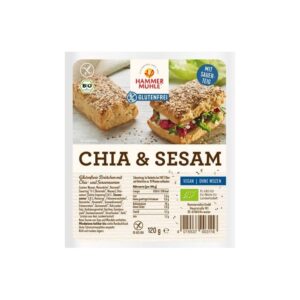 Chifle fara gluten cu seminte de chia si susan, 120g, Hammer Muhle